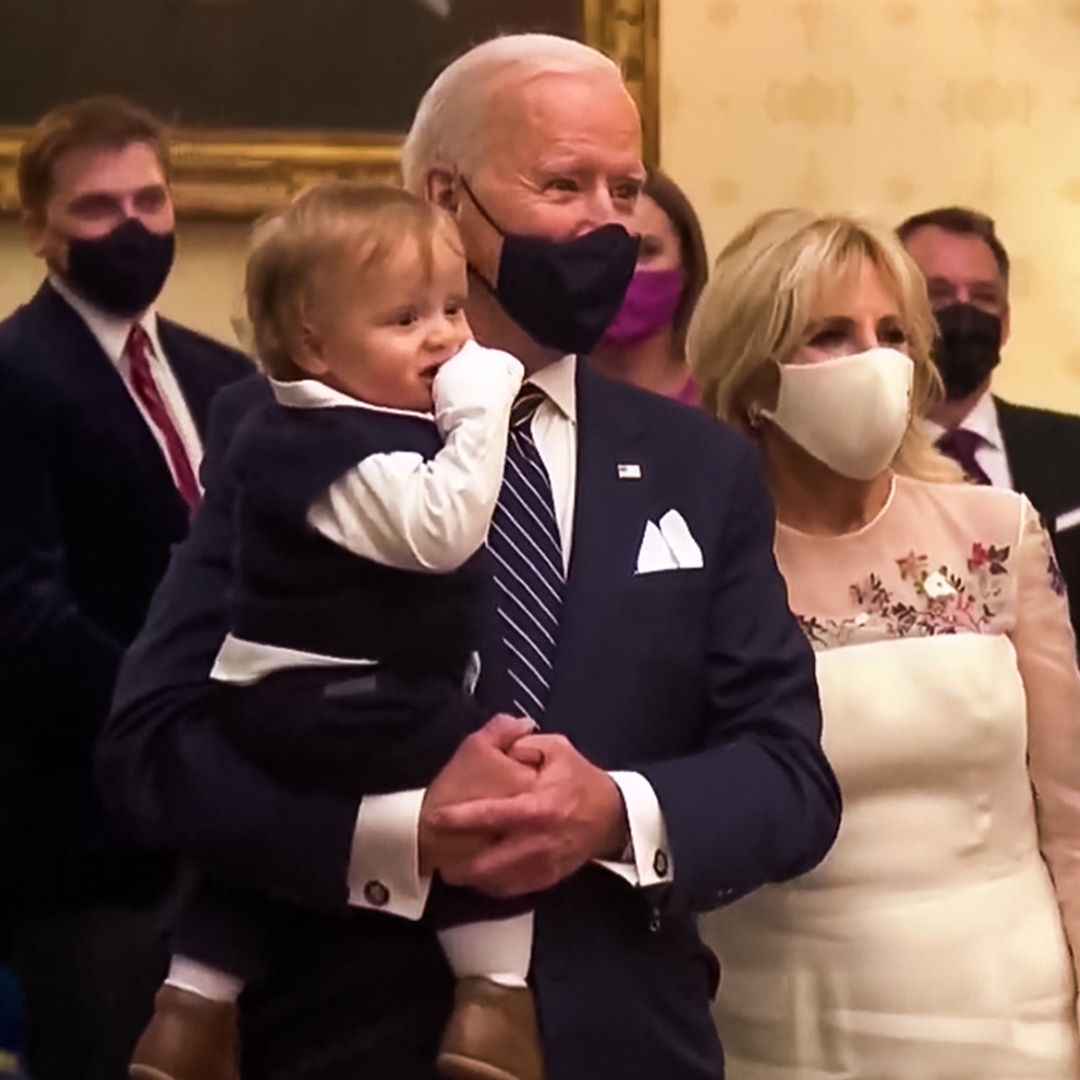 Joe Biden hugs grandson Beau at an unmissable moment on the opening day